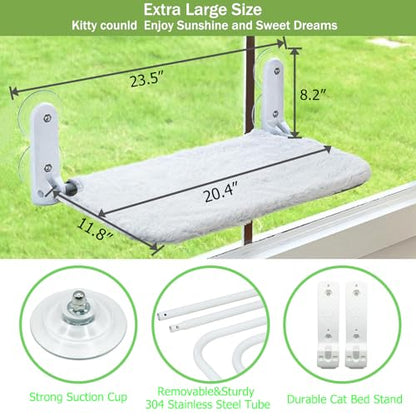 Foldable Cat Window Perch with Sturdy Frame - Plush & Breathable Hammock for Window, 360° View Perch | Indoor Kitty Window Desk
