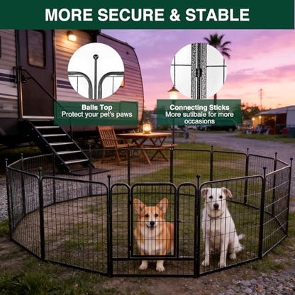VISCOO Dog Playpen Outdoor, 16 Panels 32" H Dog Pen Indoor, Metal Dog Fence Outdoor, Pet Fence for Large/Medium/Small Dogs, Indoor Puppy Playpen, Foldable Heavy Duty Exercise Pen for RV,Camping,Yard