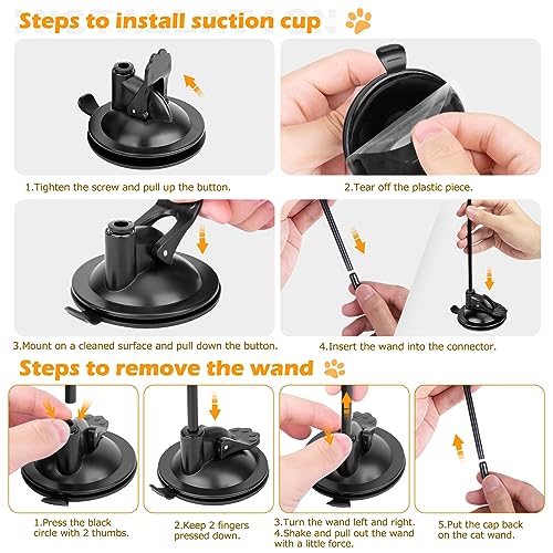 Cat Toys, 2 Pack 3 in 1 Interactive Cat Toy for Indoor Cats with Sticky Super Suction Cup Detachable 10 Pcs Replacements Feathers Balls Mice 2 Wand Hanging Door Kitten Toys - color: 10 Toy Replacement