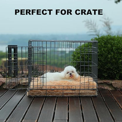 Bedfolks Waterproof Dog Crate Bed,Plush Dog Bed with Removable Washable Cover,Faux Fur Dog Crate Pad for Small Dogs and Cats,Fluffy Dog Kennel Bed 21"x13",Solid Camel - color: Solid Camel, size: X-Small(21x13'')