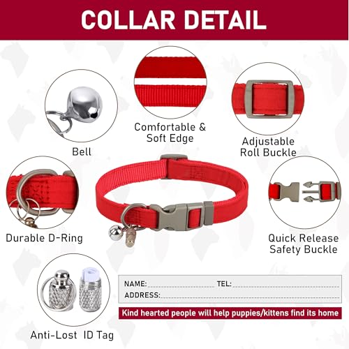 Small Pet Harness Collar and Leash Set, Step in No Chock No Pull Linen Fabric Soft Mesh Dog Vest Harnesses Reflective for Dogs Puppy Cats Kitten Rabbit (Red, S) - color: Red, size: Small