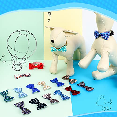 16 Pieces Dog Bow Ties Slide Hawaiian Styles Dog Collar Attachment Bows with Rubber Bands Dog Bow Ties for Large Dogs Spring Summer Grooming Independence Day(Classic Style)