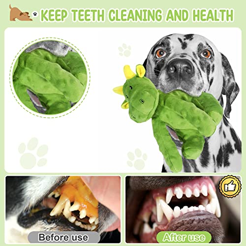 Letsmeet Squeaky Dog Toys Plush Dog Toy with Crinkle Paper Stuffed Durable Dog Chew Toys for Small Middle and Large Dogs - style: Pterosaur