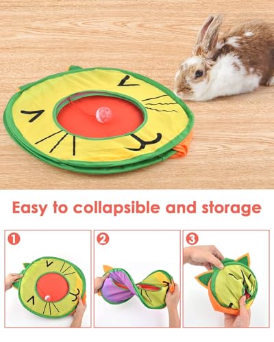 Pop Up Cat Cube, Collapsible Cat Hideouts Play House Peek Too Cat Cave Tent with 3 Holes for Indoor Outdoor Kittens Cats Puppies Rabbits Hideaway Bed Toy