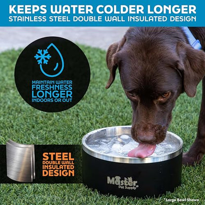 Master Pet Supply Stainless Steel Dog Bowls - 25 oz, Heavy Duty - Crimson Flame, Double Wall Extra-Thick Insulated, Non-Slip Pet Water Bowl for Dogs, Cats & Pets, Anti Rust Metal, Dish Washer Safe - color: Crimson Flame, size: 3 Cups (25 oz)