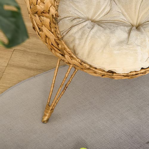 PawHut 20.5" Weaved Cat Bed, Elevated Hand-Woven Braided Banana Leaf Kitten House Condo with Cushion, Natural - color: Natural