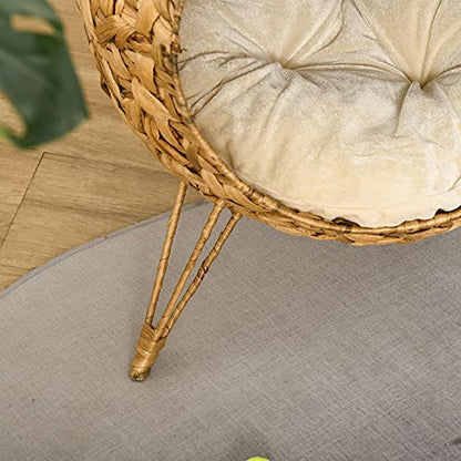 PawHut 20.5" Weaved Cat Bed, Elevated Hand-Woven Braided Banana Leaf Kitten House Condo with Cushion, Natural - color: Natural