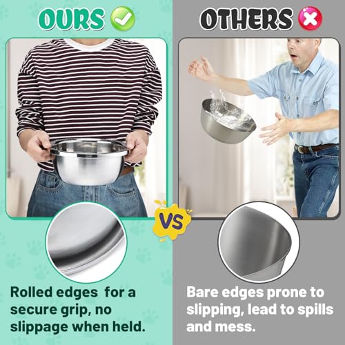 2 Pcs 1 Gallon Large Dog Bowls - Food Grade Stainless Steel Metal Water Bowls, Easy to Clean Food Bowl for Medium Large Dogs Indoor Outdoor - size: 1 Gallon