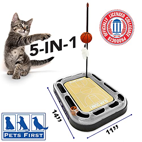 NCAA KANSAS STATE Wildcats 6-in-1 Scratcher and Wand - Basketball Court Cardboard Cat Scratcher with Catnip Plush Ball and Bell - color: Kansas State Wildcats
