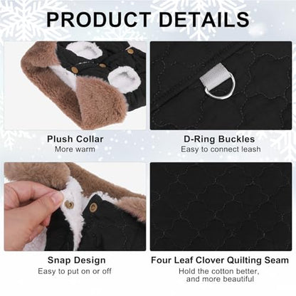 BEAUTYZOO Winter Dog Vest Coat with Harness Built in, Warm Puppy Jacket for Small Medium Dogs, Lightweight Cold Weather Small Dog Coat, Fleece Puffer Vest Windproof Snowproof Pet Clothes, Black - color: Black, size: L (Back: 17",Chest: 26")