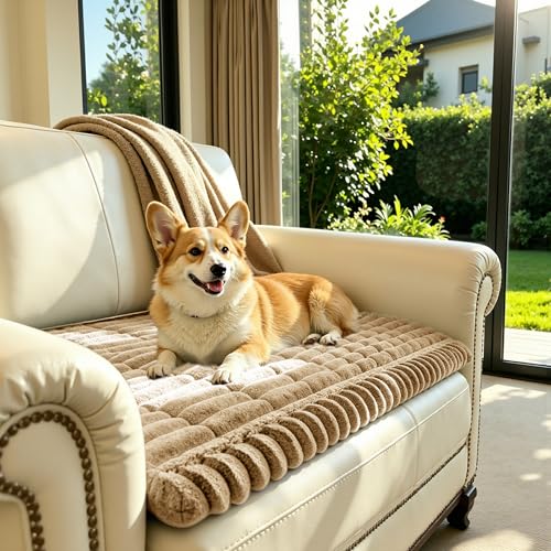 SUBRTEX Couch Cover for Dogs, Non-Slip Sofa Mat Washable, Thick Sofa Slipcover Cushion Protector Pet-Friendly(Coffee, 27.6"x27.6") - color: Coffee, size: 27.6"x27.6"
