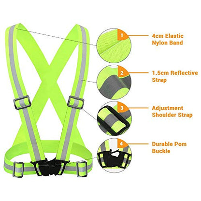Chiwo Reflective Vest Running Gear 2Pack, High Visibility Adjustable Safety Ves for Night Cycling,Hiking, Jogging,Dog Walking - color: Green
