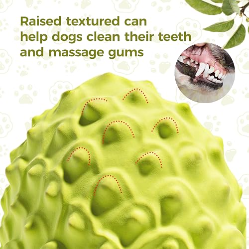 MewaJump Dog Squeaky Toys for Aggressive Chewers, Interactive Natural Rubber Chew Toy for Small Puppy Dogs, Tough Dog Toys for Medium Breed, Keep Dogs Busy, Training and Cleaning Teeth - color: Fruit-green