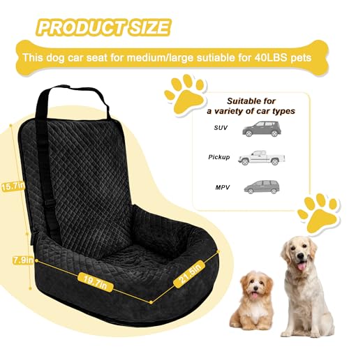 Dog Car Seat for Small Medium Dogs,Detachable Washable Travel Safety Pet Booster Seat, Comfy Ultra Soft and Multifunctional Car Travel Bed,Black - color: Black, size: Small