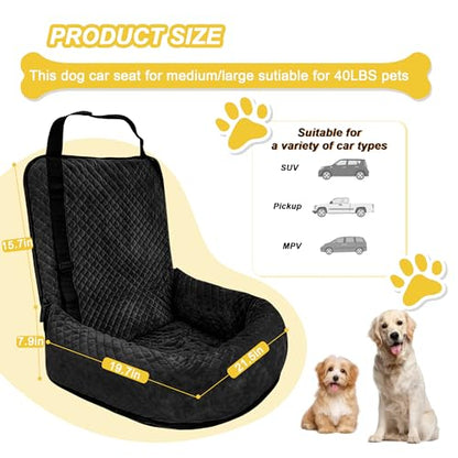 Dog Car Seat for Small Medium Dogs,Detachable Washable Travel Safety Pet Booster Seat, Comfy Ultra Soft and Multifunctional Car Travel Bed,Black - color: Black, size: Small