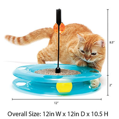 Kitty City Swat Ball Track Cat Toy, 3 Toys in 1 Cat Toy for Cat and Kitty, Ball Track Cat Toy with Hanging Ball and Scratch Pad, 10.5" x 12.00" x 12.00, CM-0209-CS01 - color: D) Medium Scratcher