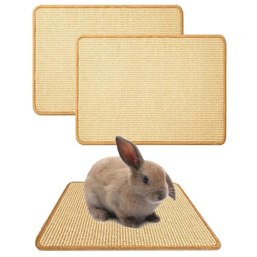 Oncpcare 2PCS Rabbit Scratch Mat Natural Bunny Scratching Pad Claws and Teeth Care Rabbit Mats for Cages Chew Toys for Bunny Pet Cage Bedding for Biting Sleeping Nesting, 16x12 - size: 16"x12"