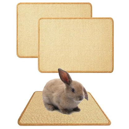 Oncpcare 2PCS Rabbit Scratch Mat Natural Bunny Scratching Pad Claws and Teeth Care Rabbit Mats for Cages Chew Toys for Bunny Pet Cage Bedding for Biting Sleeping Nesting, 16x12 - size: 16"x12"