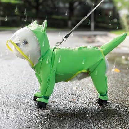 Junchl Small Dog Raincoat Rainboots with D-Ring, Full Coverage Dog Rain Jacket Slicker Poncho, Waterproof Dog Rain Jacket with Reflective Strip, Rainboot, Tail Cover Frog S - color: Frog, size: S:Back 10"(3-5lb)