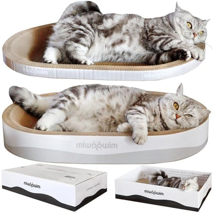 3PCS 23.6 Inch Extra Large Cat Scratcher Bed,Big Cats Box with Corrugated Scratch Pad, Scratching Lounge Bed,Oval Shape Cat Scratcher Bowl - color: grey 23.6 inch (big)