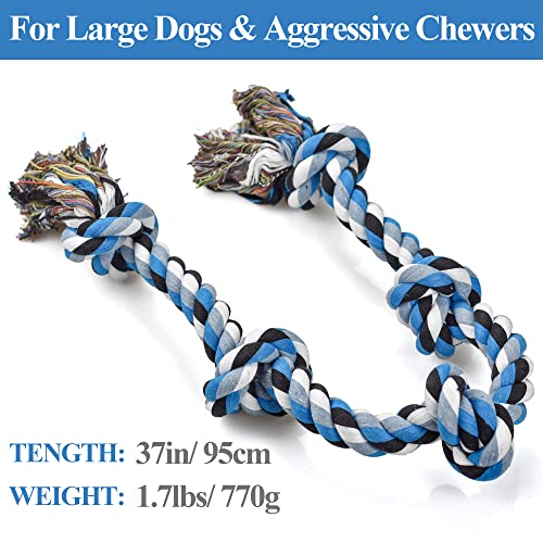 LECHONG Dog Toys for Aggressive Chewers Tough Rope Chew Toys for Large and Medium Dog 3 Feet 5 Knots Indestructible Cotton Rope for Large Breed Dog Tug of War Dog Toy Teeth Cleaning - size: 1pack