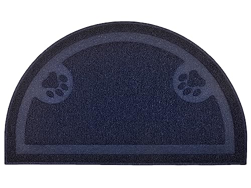 Paw Print Cat Litter Mat, Kitten Litter Mat, Door Mat, Semicircle, 23.5x14.25 Inches (Marine) - color: Marine