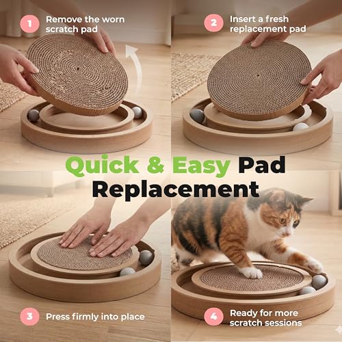 Best Pet Supplies Catify Cat Scratcher, Fun Interactive Scratchers, Posts, Poles, Claw Safe, Furniture Saver Indoor Play Support Natural Cat Behaviors Heavy Duty - 3 Pack Round, 10 x 10 - color: Round(3 Pack)