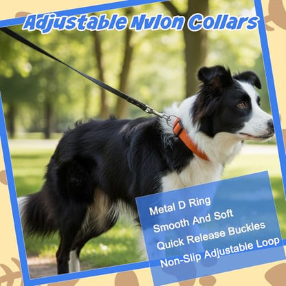 24 Pcs Dog Collars Bulk Adjustable Soft Breathable Premium Nylon Collar Reflective Dog Collar with Buckle for Medium Large Breeds for PET Travel Walk Daily (L, 8 Colors)