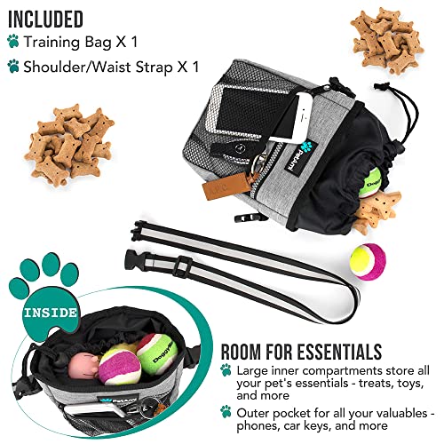 PetAmi Dog Treat Pouch, Pet Treat Pouch for Training, Dog Walking Bag Holder for Kibbles, Pet Food Toy, Dog Trainer Essentials Supplies, Poop Bag Dispenser, 3 Ways to Wear (Heather Gray) - color: Heather Gray