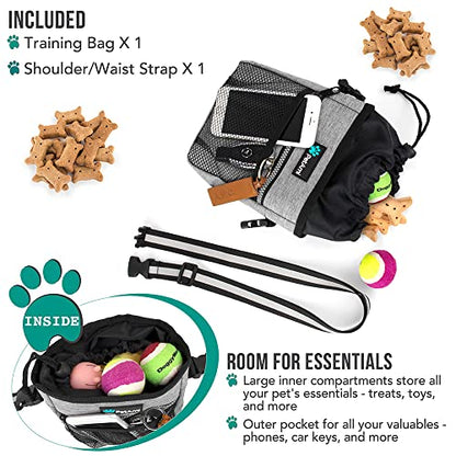 PetAmi Dog Treat Pouch, Pet Treat Pouch for Training, Dog Walking Bag Holder for Kibbles, Pet Food Toy, Dog Trainer Essentials Supplies, Poop Bag Dispenser, 3 Ways to Wear (Heather Gray) - color: Heather Gray