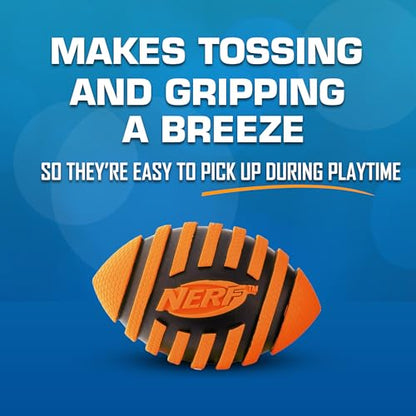 Nerf Dog Spiral Squeak Football Outdoor Dog Toy, 5 Inch Dog Football Squeaking Toy for Medium and Large Breeds, Orange