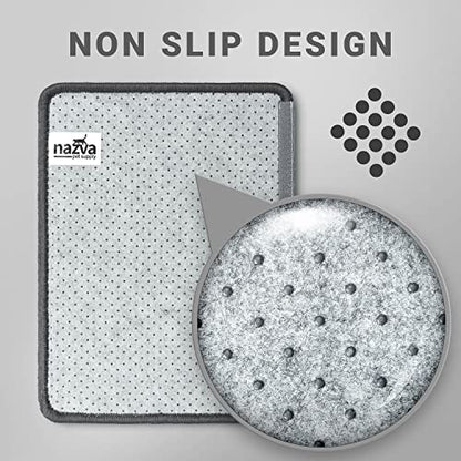 NAZVA Cat Scratcher Mat - 16”x12” (Pack of 2) - Natural Sisal Fabric Scratching Pad Velcro Furniture Carpets Sofas Couch Protector Rug - Grey