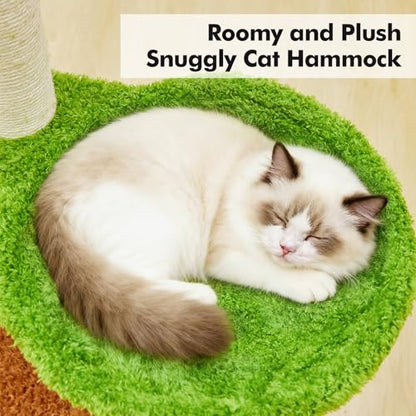 Woochpet 42-inch Cat Tree Features with Two Large Cat Cando, A Cozy Hammock, and Extra-WidetTop Watching Platform. Cat Tree Tower with Scratching Posts Suitable for All Adult Cats and Kittens - size: 60*38*106