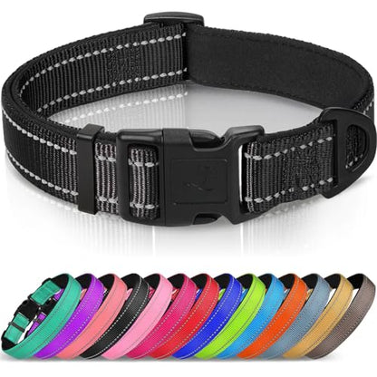 Joytale Reflective Dog Collar,Soft Neoprene Padded Breathable Nylon Pet Collar Adjustable for Puppy and Small Dogs,Black,XS - color: Black, size: X-Small (Pack of 1)