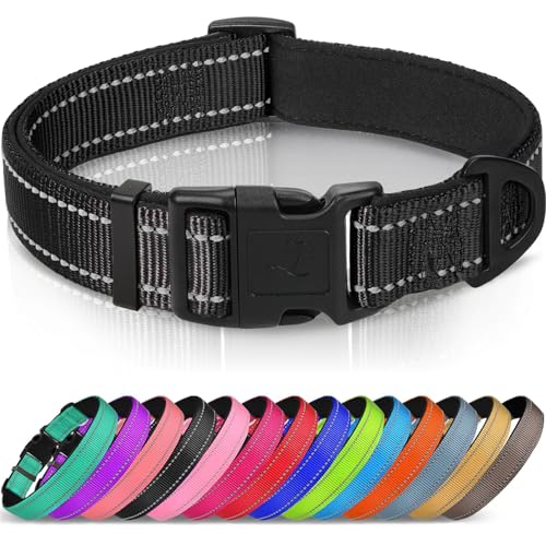 Joytale Reflective Dog Collar,Soft Neoprene Padded Breathable Nylon Pet Collar Adjustable for Puppy and Small Dogs,Black,XS - color: Black, size: X-Small (Pack of 1)