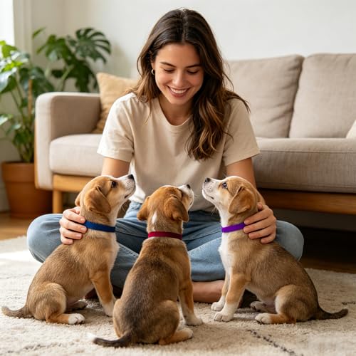 Whaline 20 Colors Puppy Whelping Collars Double-Sided Adjustable ID Collars Soft Bands for Newborn Pet Dog Cat, 13.8 Inches
