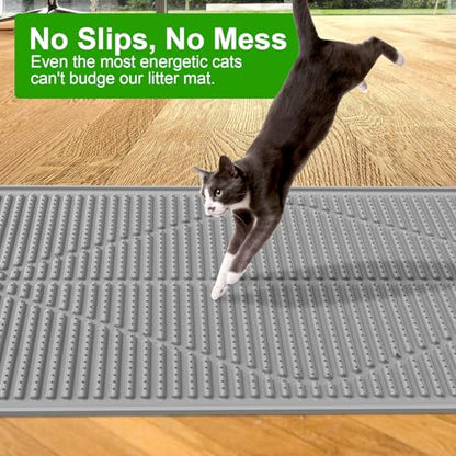 Gosmol Waterproof Cat Litter Mat XXL, 38" x 25" Litter Trapping Mat，Kitty Litter Box Mats Extra Large Easy Clean, Litter Trapping Catcher Mat, Cat Supplies & Accessories for Indoor Cats -Grey - color: Grey