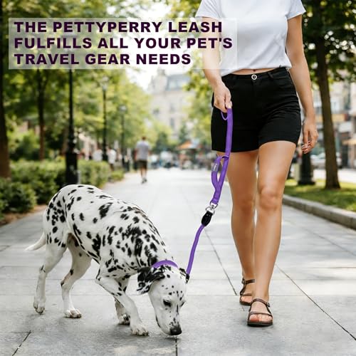 6FT Heavy Duty Dog Leash for Small Medium Large Dogs, Tangle Free Reflective Dog Training Leash with Double Handle, Seat Belt Buckle & Poop Bag Holder (Purple) - color: Purple, size: 6FT