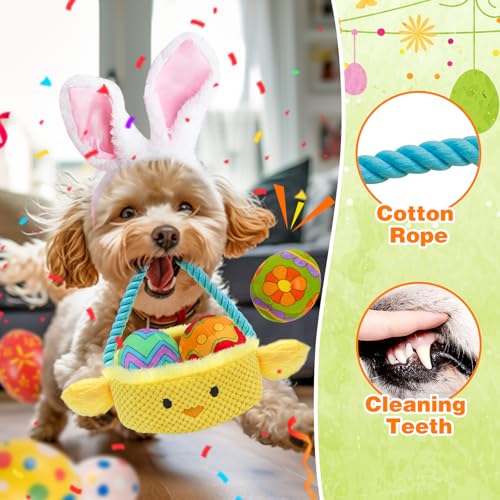 Easter Dog Toys, Easter Basket Hide and Seek Dog Toy, Squeaky Interactive Puzzle Dog Toys Built-in Crinkle Paper for Boredom and Stimulation, Easter Dog Gifts for Small and Medium Dogs - style: L-Basket