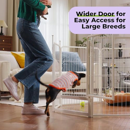 Dog Playpen Indoor, 40 Inch 16 Panels Puppy Playpen for Medium and Large Dogs, Easy Setup Anti-Rust Pet Fence, White - size: 40 inch