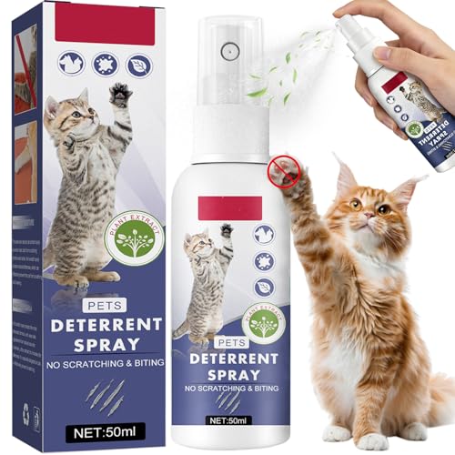 Tetra Cat Deterrent Spray for Furniture Protection,Natural Anti-Scratch Spray for Cats,Safe Indoor & Outdoor Deterrent Cat Spray,Cats Training Aid – Sofa & Carpet Protector,50ML - color: deep blue