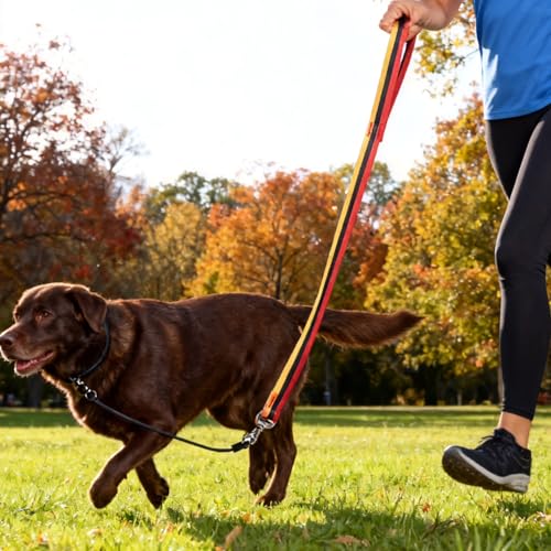 4 FT Heavy Duty Dog Leash with 2 Padded Handles (Traffic Handle & Easy Snap Hook), Reflective Walking Lead for Large, Medium & Small Dogs (1" Wide, Black)