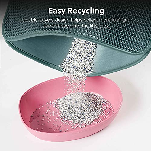 WePet Cat Litter Mat, Kitty Litter Trapping Mat, Honeycomb Double Layer Mats, No Phthalate, Urine Waterproof, Easy Clean, Scatter Control, Catcher Litter Tray Box Rug Carpet - color: #11 Dark Turquoise