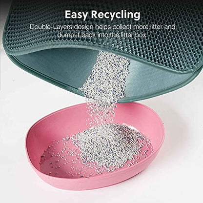 WePet Cat Litter Mat, Kitty Litter Trapping Mat, Honeycomb Double Layer Mats, No Phthalate, Urine Waterproof, Easy Clean, Scatter Control, Catcher Litter Tray Box Rug Carpet - color: #11 Dark Turquoise
