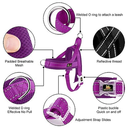 Plutus Pet No Pull Dog Harness with Breathable Mesh Padded, Adjustable Reflective Escape Proof Dog Harness, Quick Fit Dog Vest Harness for Small Medium Large Dogs(XS, Purple) - color: Purple, size: XS: chest 13.8"-17.3"