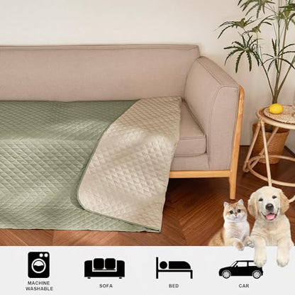 NICETOWN Pet Blanket, Water Resistant Cat Dog Puppy Dog Hair Repellent Blanket for Small Medium Large Dogs, Waterproof Sectional Couch Covers, 1 PC, 62 x 82, Beige/Khaki - color: Beige/Khaki, size: 82"L x 62"W x 0.15"Th