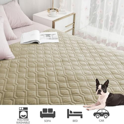 Ameritex Waterproof Dog Bed Cover Pet Blanket for Furniture Bed Couch Sofa Reversible - color: Beige+taupe, size: 30x53 Inch (Pack of 1)
