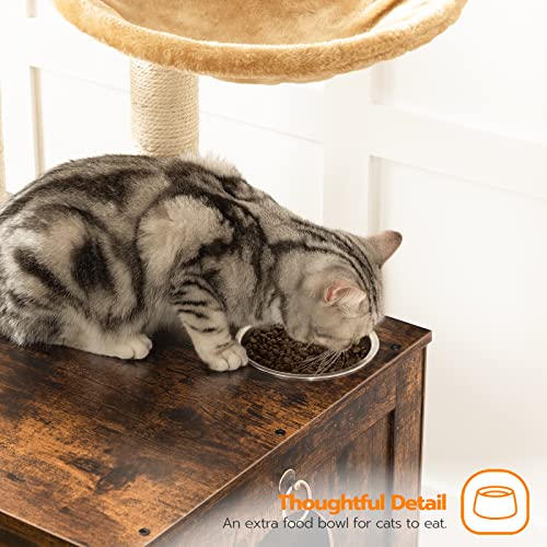 HOOBRO Cat Tree with Litter Box Enclosure, 44" Tall Wooden Cat Tower with Scratching Posts, Cat Hammock, Hidden Litter Box Furniture, All-in-One Indoor Cat Condo, Rustic Brown FG48MZ03 - color: Rustic Brown