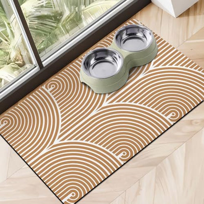 Eco-Friendly Pet Supplies: Absorbent Quick Dry Cat & Dog Food Mat, 16"x24" - color: Circle, size: M(16"×24")