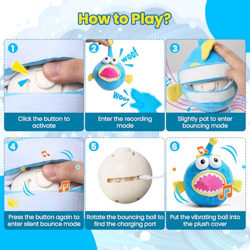 Interactive Dog Toys, Self Moving Dog Toy to Keep Them Busy, Electronic Vibrating Dogs Toy/Squeaky Bouncing Ball for Small Medium Large Dogs with Jumping Music Mode (Lanternfish) - color: Lanternfish